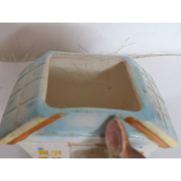 Vintage Arnart Japan Fuzzy Cat And Mom And Doe Planter Japan Set of 2 - Picture 3 of 10